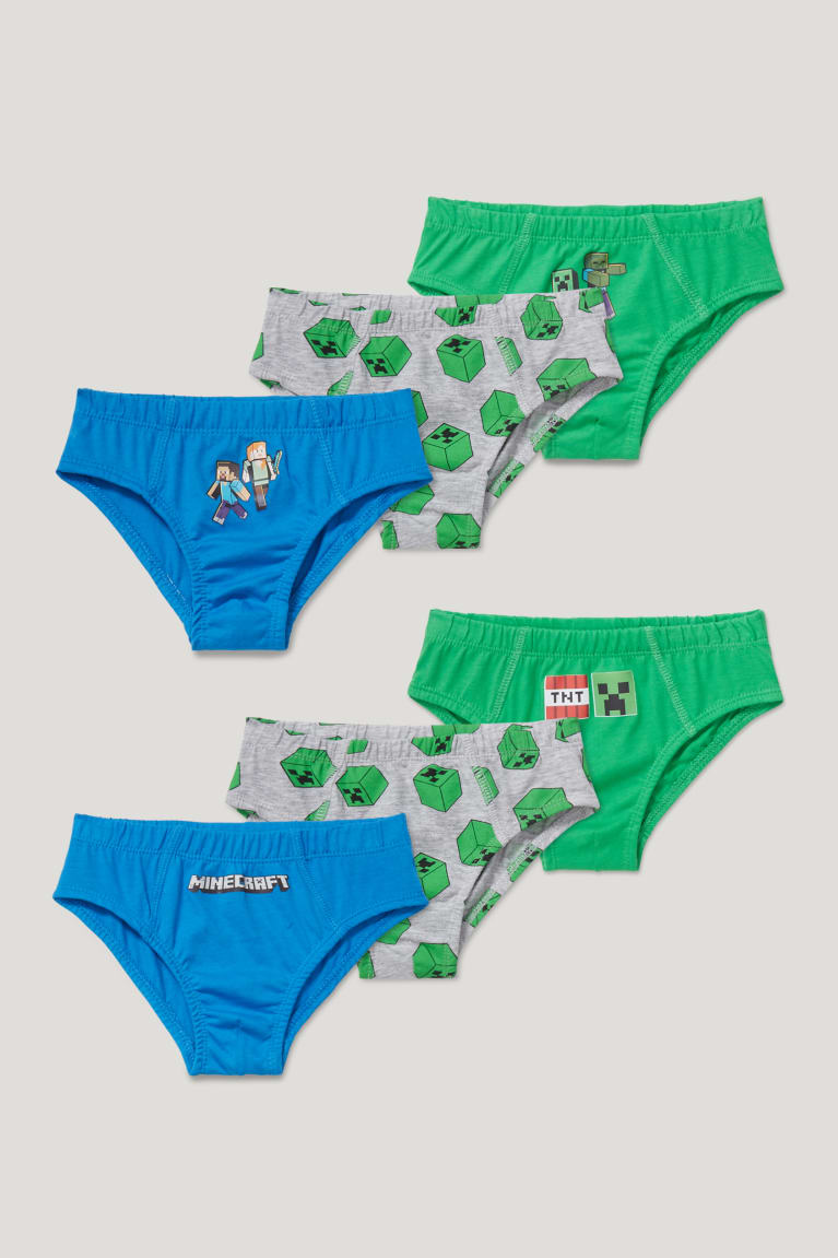 C&A Multipack Of 6 Minecraft Briefs Organic Katoenen Ondergoed Donkergroen Donkerblauw | RSU-742859