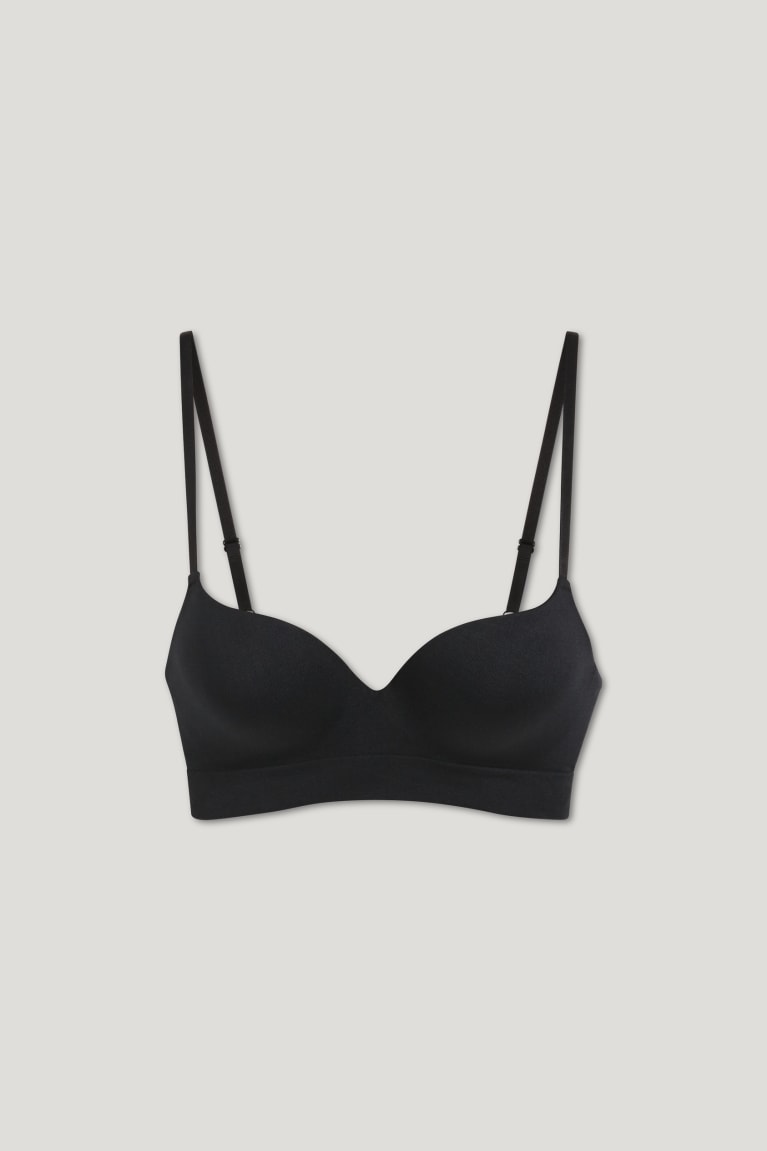 C&A Non-wired Bra Plunge Push-up Seamless Lycra® Ondergoed Zwart | BHN-571349