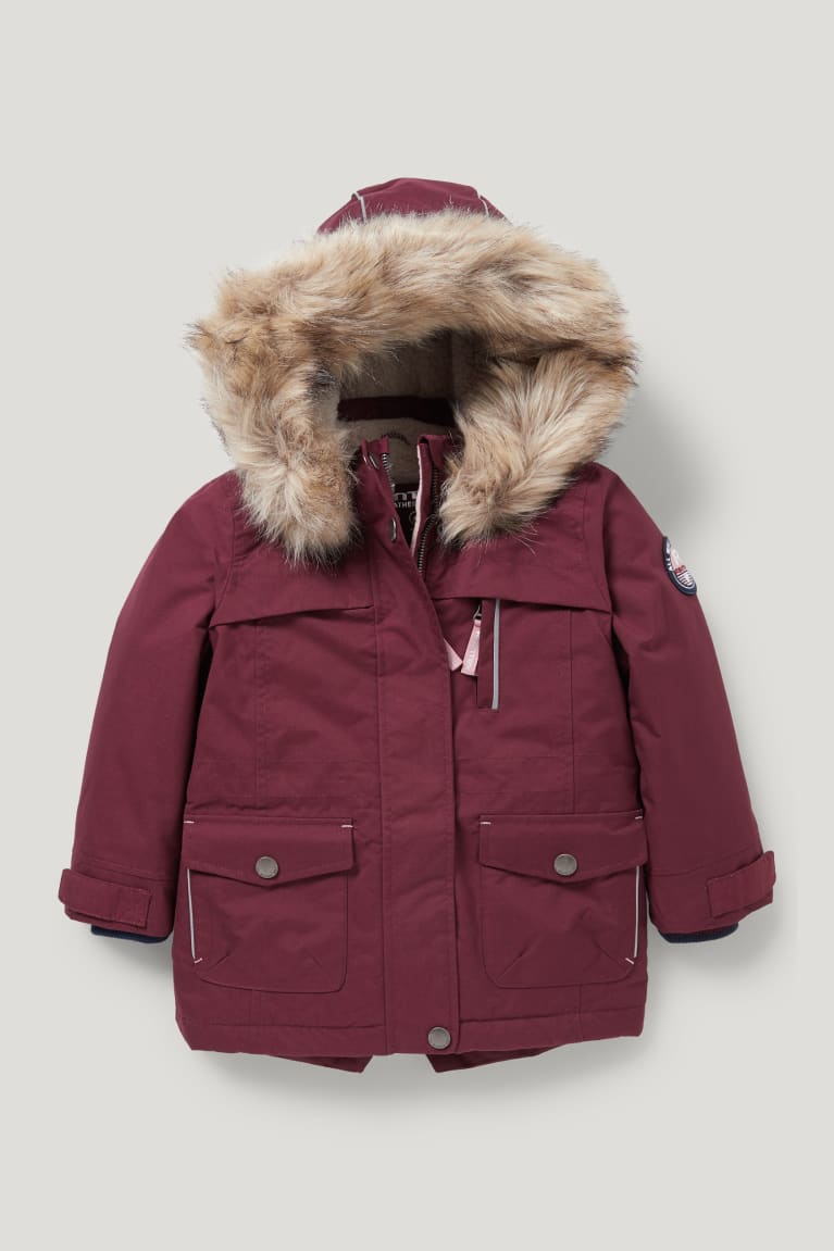 C&A Parka With Hood And Faux Fur Trim Winter Recycled Jassen Donkerrood | NXI-495260