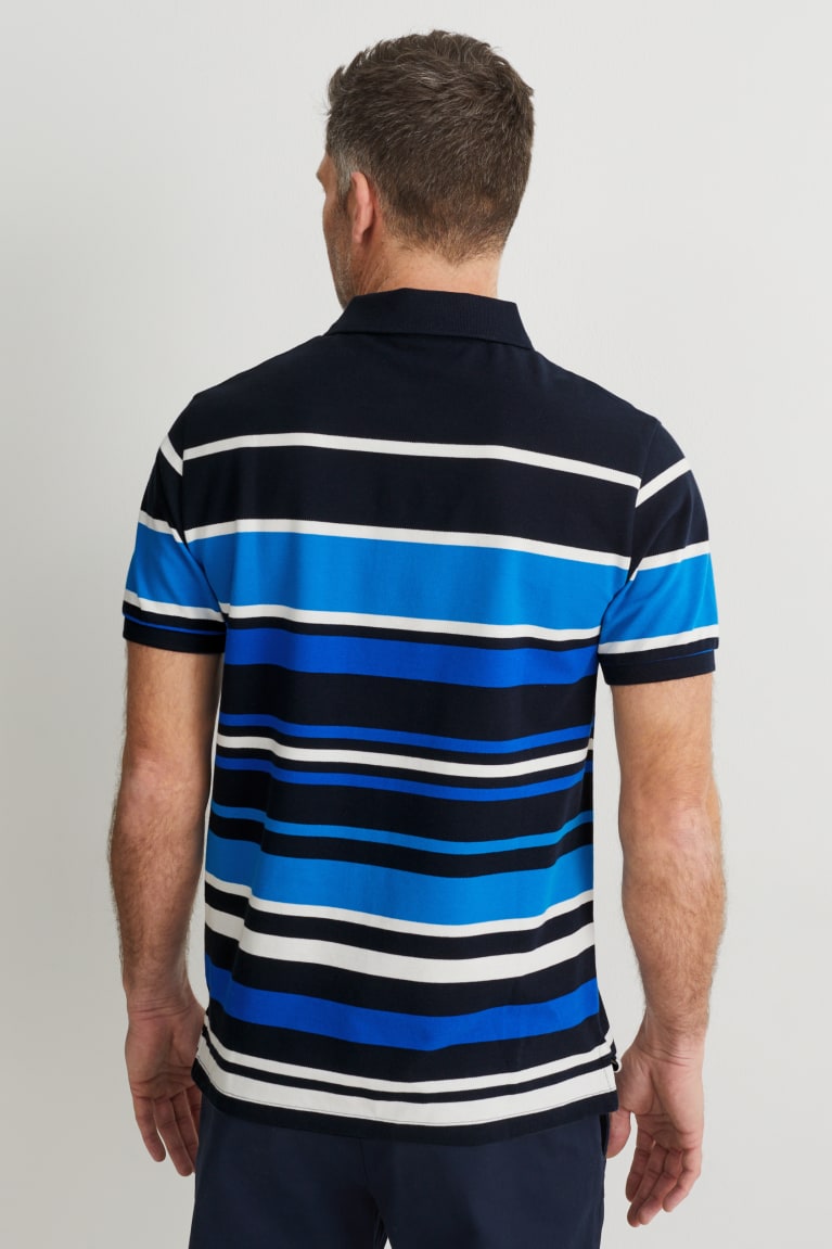 C&A Polo Gestreept Overhemd Donkerblauw | HXK-120689