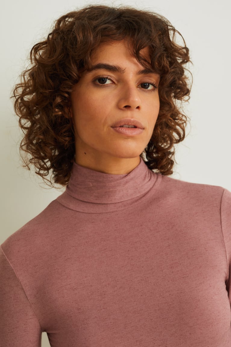 C&A Polo Neck Containing Cashmere Ondergoed Donkerroze | DTC-926741