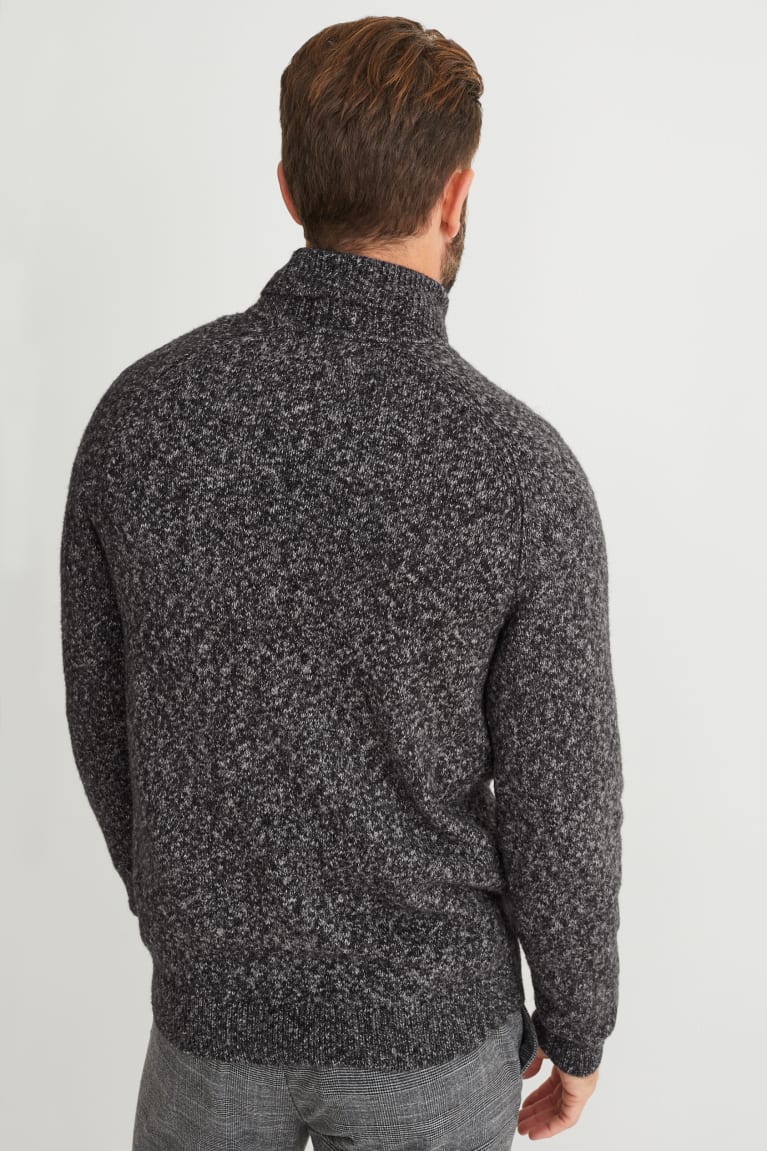 C&A Polo Neck Jumpers Donkergrijs | XRF-162438