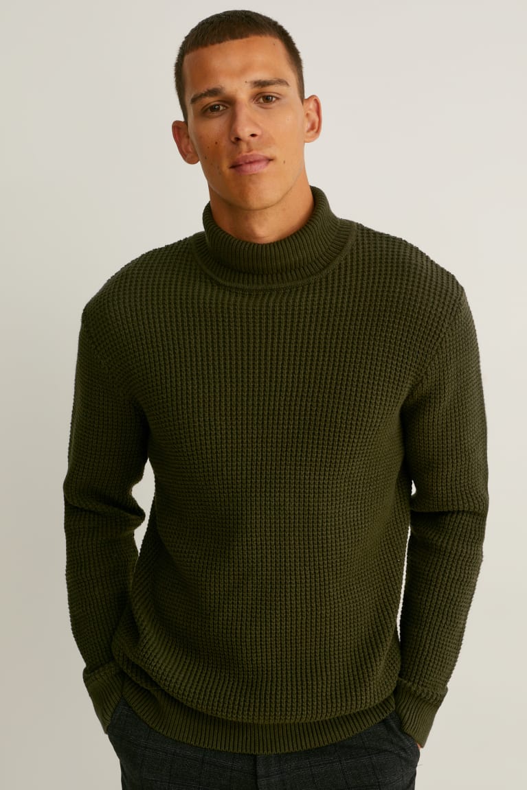 C&A Polo Neck Jumpers Khaki | MQO-895206