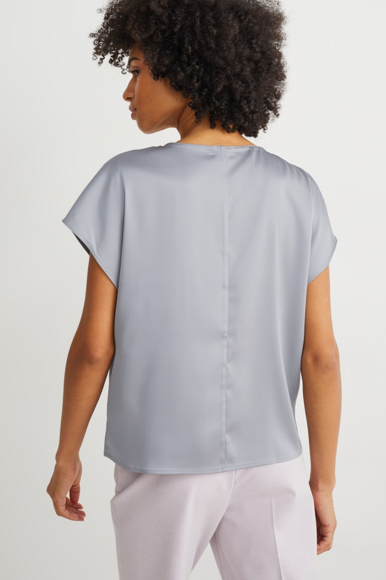 C&A Satin With Recycled Polyester Blouse Lichtgrijs | NSP-576281