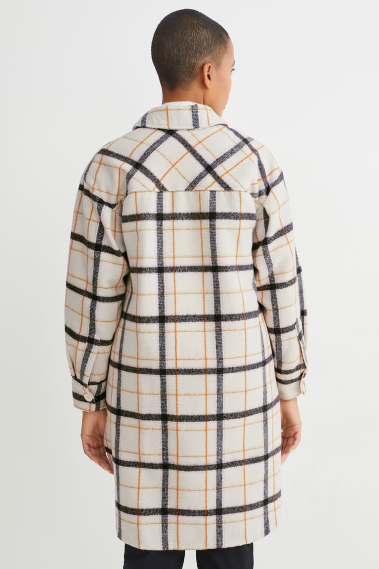 C&A Shacket Check Jassen Beige | QGZ-136495