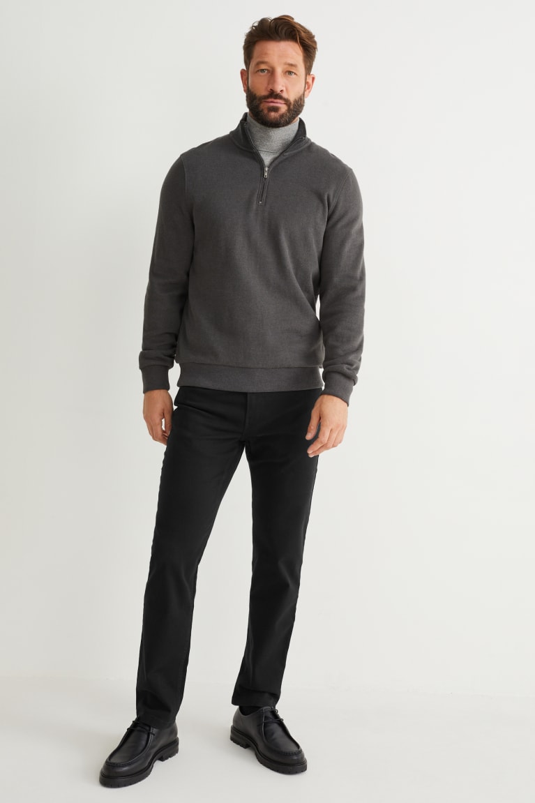 C&A Slim Fit Flex Broek Zwart | TQP-835096