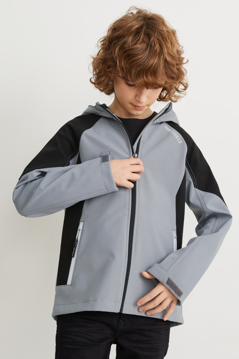 C&A Softshell With Hood Jassen Grijs Zwart | GTK-134576