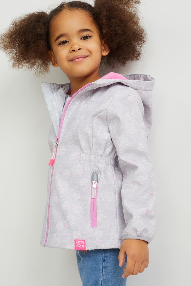 C&A Softshell With Hood Patterned Jassen Lichtgrijs | DSM-648512