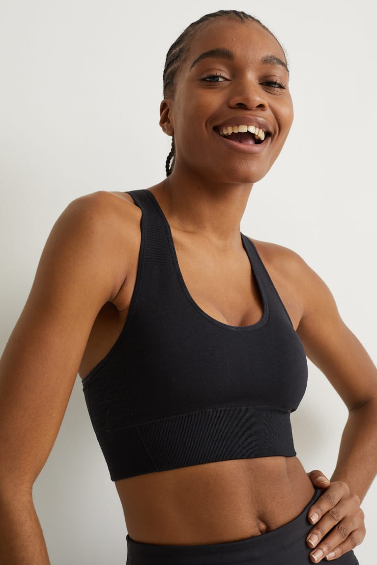 C&A Sports Bra Gewatteerd Lycra® Recycled Ondergoed Zwart | UPR-537920