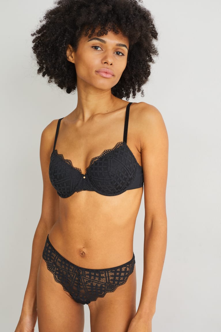 C&A Underwire Bra Demi Gewatteerd Lycra® Ondergoed Zwart | KOU-610782