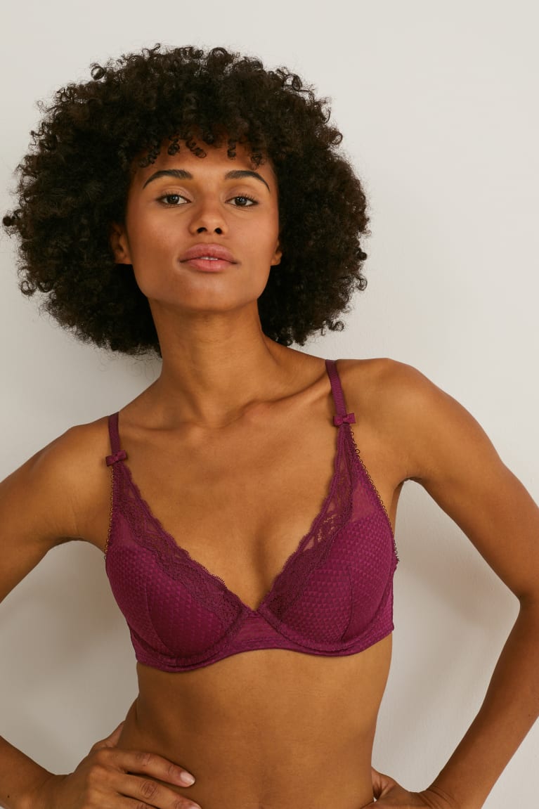 C&A Underwire Bra Demi Gewatteerd Ondergoed Bordeaux | QUR-071936