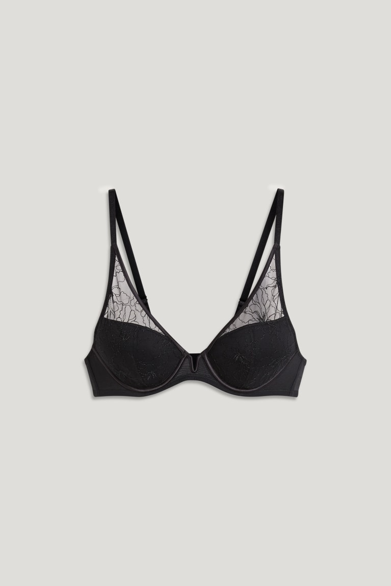 C&A Underwire Bra Demi Gewatteerd Ondergoed Zwart | UKL-125749