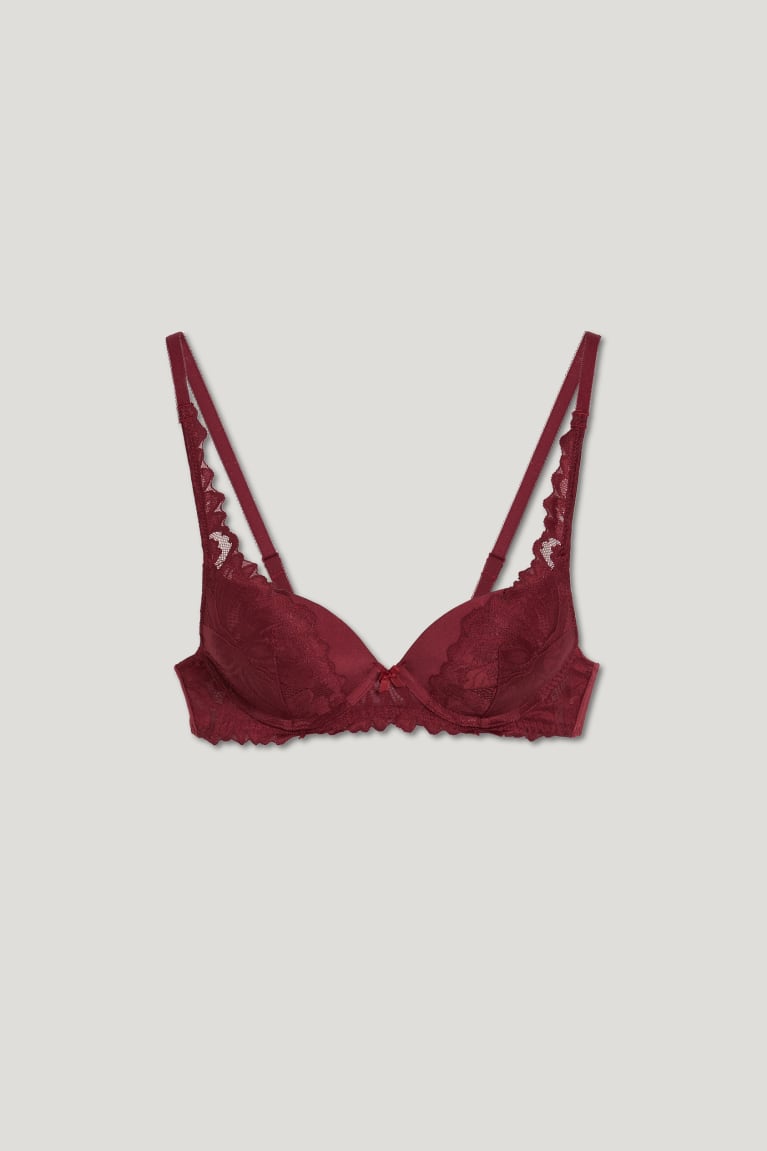 C&A Underwire Bra Plunge Gewatteerd Ondergoed Rood | WFX-073689