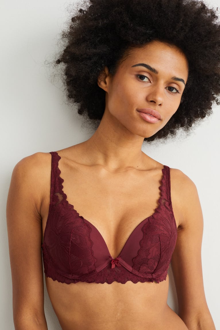 C&A Underwire Bra Plunge Gewatteerd Ondergoed Rood | WFX-073689