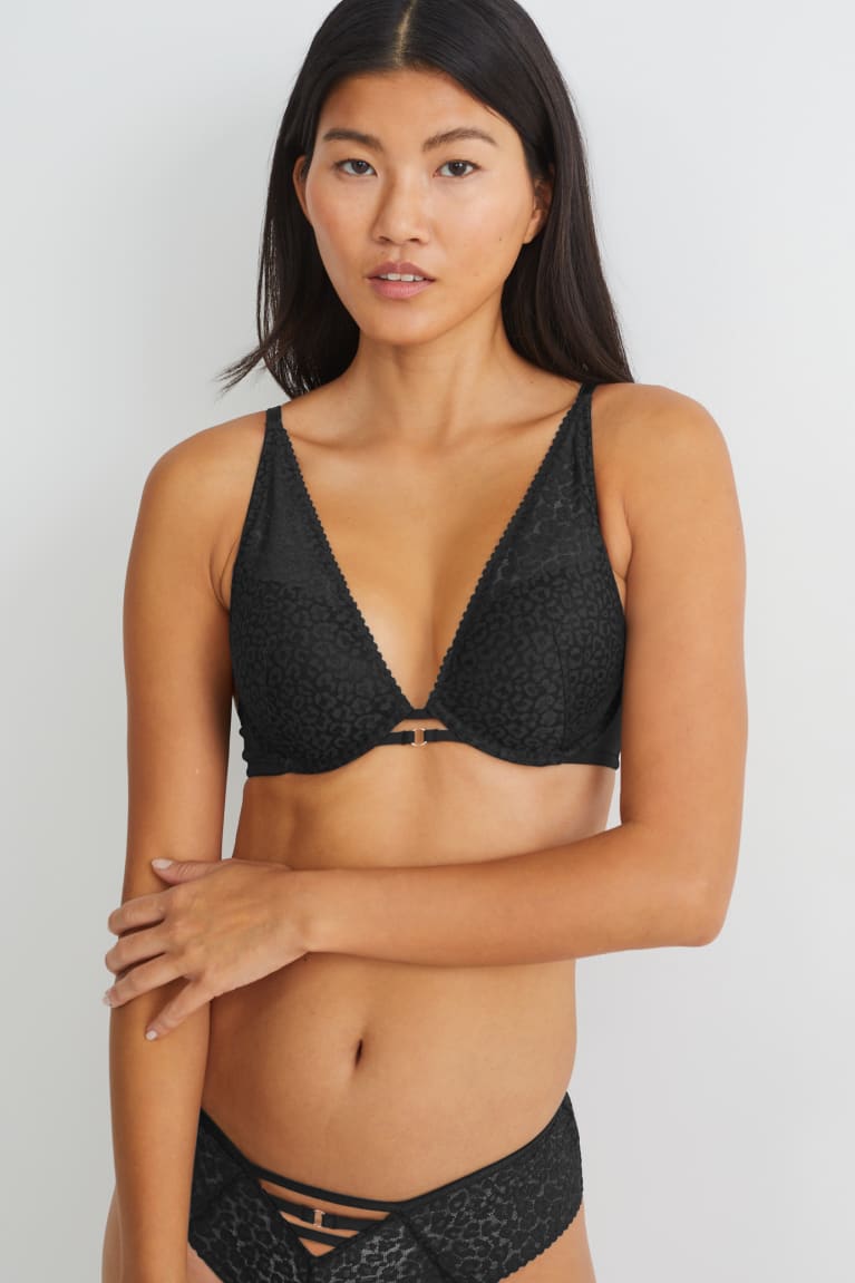 C&A Underwire Bra Plunge Gewatteerd Push-up Ondergoed Zwart | AHX-306912